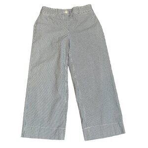 Talbots Blue Striped Wide Leg Cropped Chinos Size 2